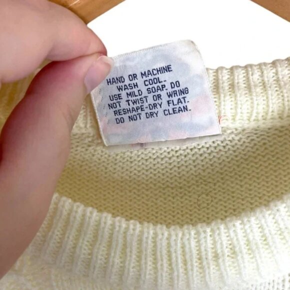 Vintage Cherry Stix Sweater Dress Floral Embroidery Cottagecore Grandmacore - Picture 3 of 9